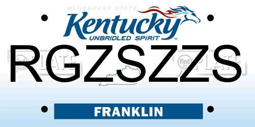 RGZSZZS Kentucky License Plate