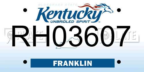 RH03607 Kentucky License Plate