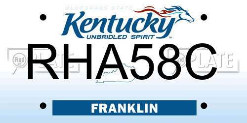 RHA58C Kentucky License Plate