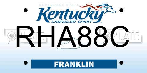 RHA88C Kentucky License Plate