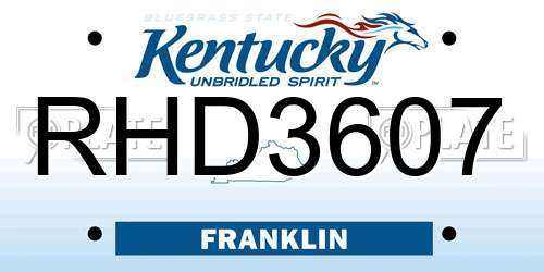 RHD3607 Kentucky License Plate