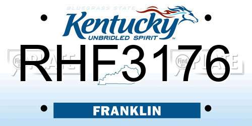 RHF3176 Kentucky License Plate