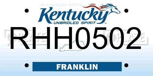 RHH0502 Kentucky License Plate