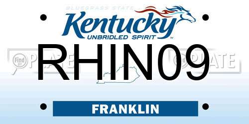 RHIN09 Kentucky License Plate