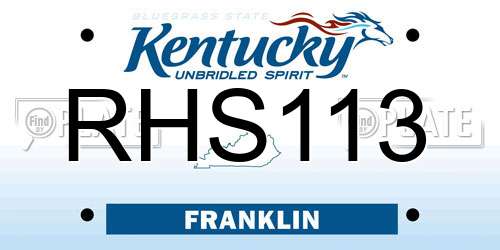 RHS113 Kentucky License Plate