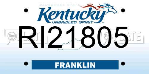 RI21805 Kentucky License Plate