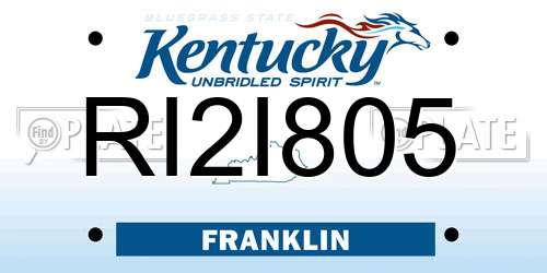 RI2I805 Kentucky License Plate