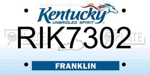 RIK7302 Kentucky License Plate