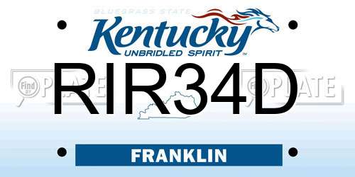 RIR34D Kentucky License Plate