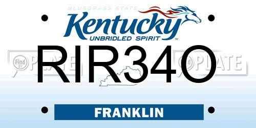 RIR34O Kentucky License Plate