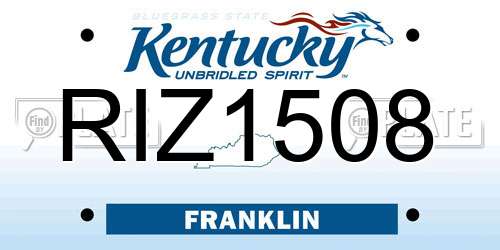 RIZ1508 Kentucky License Plate