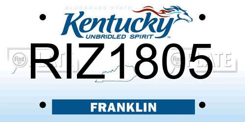 RIZ1805 Kentucky License Plate