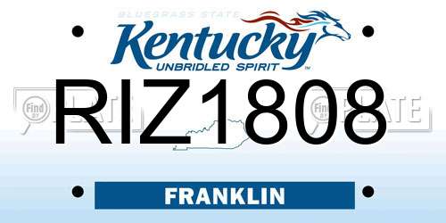 RIZ1808 Kentucky License Plate