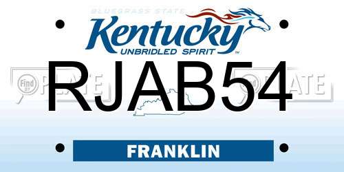 RJAB54 Kentucky License Plate