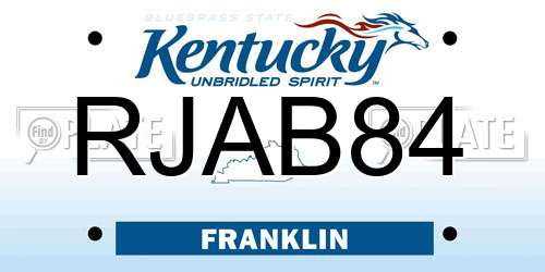 RJAB84 Kentucky License Plate