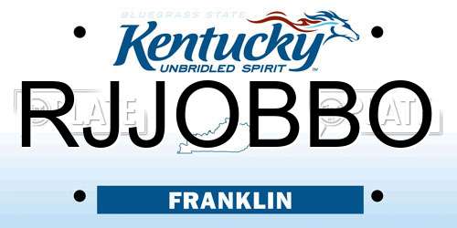 RJJOBBO Kentucky License Plate