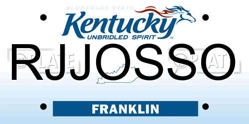 RJJOSSO Kentucky License Plate