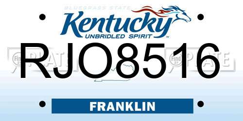 RJO8516 Kentucky License Plate