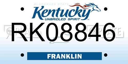 RK08846 Kentucky License Plate