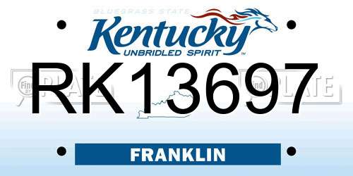 RK13697 Kentucky License Plate