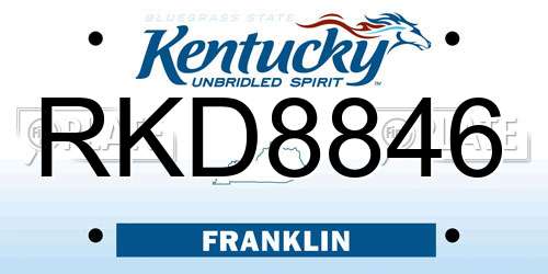 RKD8846 Kentucky License Plate