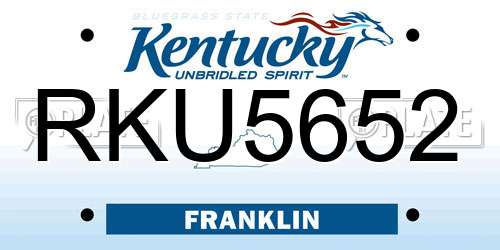 RKU5652 Kentucky License Plate