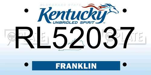 RL52037 Kentucky License Plate