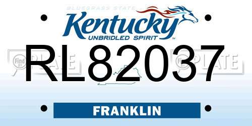 RL82037 Kentucky License Plate