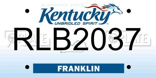 RLB2037 Kentucky License Plate