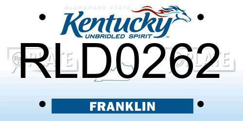 RLD0262 Kentucky License Plate