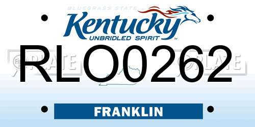 RLO0262 Kentucky License Plate