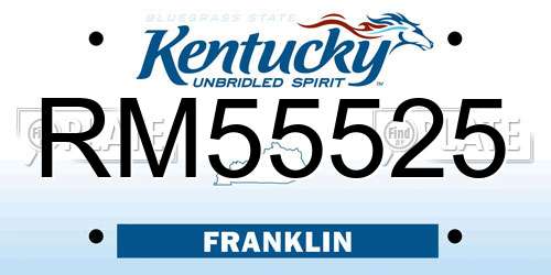 RM55525 Kentucky License Plate