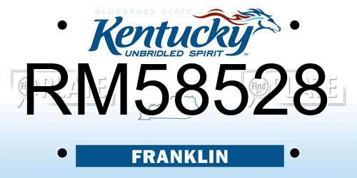 RM58528 Kentucky License Plate