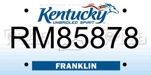 RM85878 Kentucky License Plate