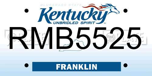 RMB5525 Kentucky License Plate