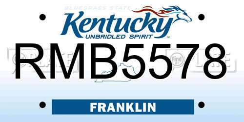 RMB5578 Kentucky License Plate