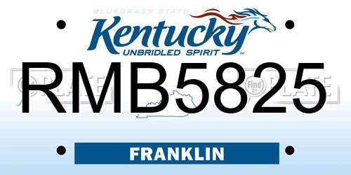 RMB5825 Kentucky License Plate