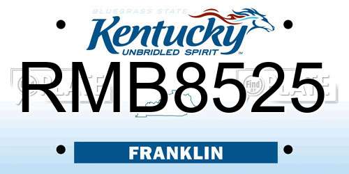 RMB8525 Kentucky License Plate