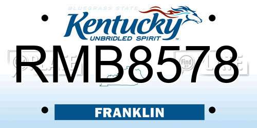 RMB8578 Kentucky License Plate
