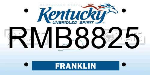 RMB8825 Kentucky License Plate