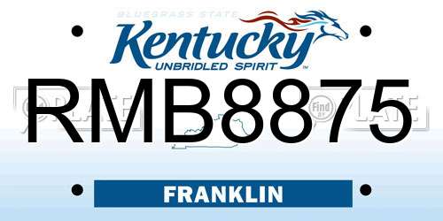 RMB8875 Kentucky License Plate