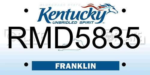 RMD5835 Kentucky License Plate