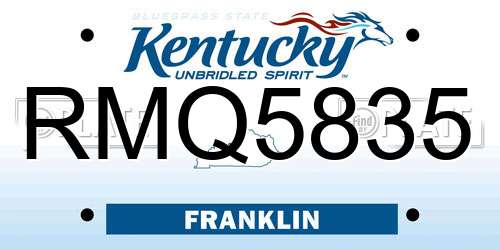 RMQ5835 Kentucky License Plate