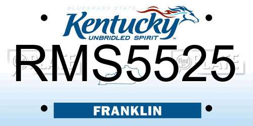 RMS5525 Kentucky License Plate