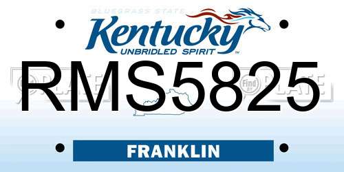 RMS5825 Kentucky License Plate