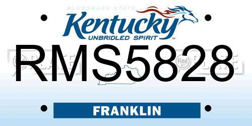 RMS5828 Kentucky License Plate