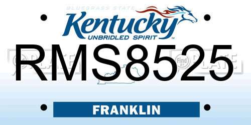 RMS8525 Kentucky License Plate