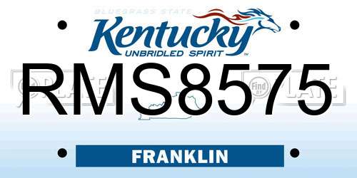 RMS8575 Kentucky License Plate