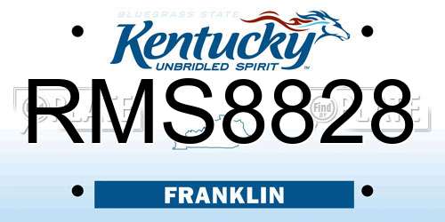 RMS8828 Kentucky License Plate