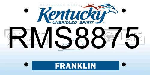 RMS8875 Kentucky License Plate